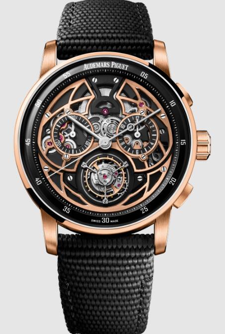 Review 2022 Audemars Piguet Concept Replica CODE 11.59 SELFWINDING FLYING TOURBILLON CHRONOGRAPH 26399NR.OO.D002KB.01 watch - Click Image to Close